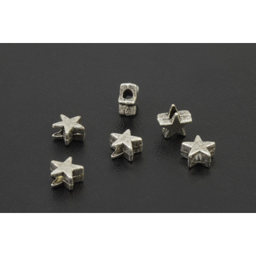 METAL BEAD STAR 5MM ANTIQUE SILVER